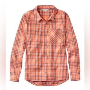 L.L. Bean. Everyday SunSmart® Woven Shirt Long-Sleeve. Wild Salmon Plaid. Small.